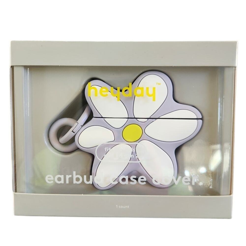 heyday Flower Earbud Silicone Case Cover w/ Clip Fits AirPods New in Box